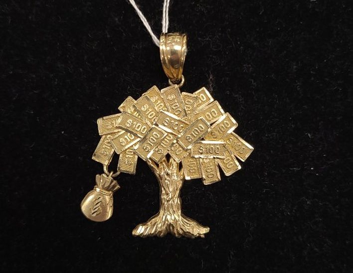 10k Gold Money Tree Symbol Pendant