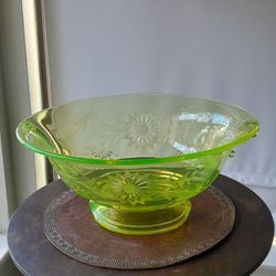 Antique Yellow Glass Vase Bowl