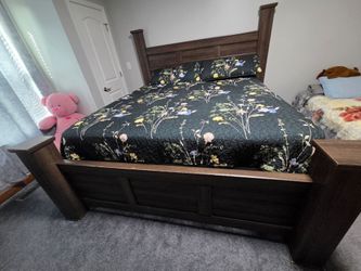 Dark Brown Wood king  Bed Frame