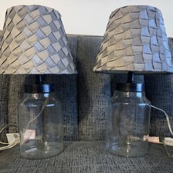 Fillable Glass Base Table Lamp w/Lamp Shade & Bulb Included