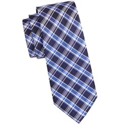 Michael Kors Blue Plaid 100% Silk Men's Tie