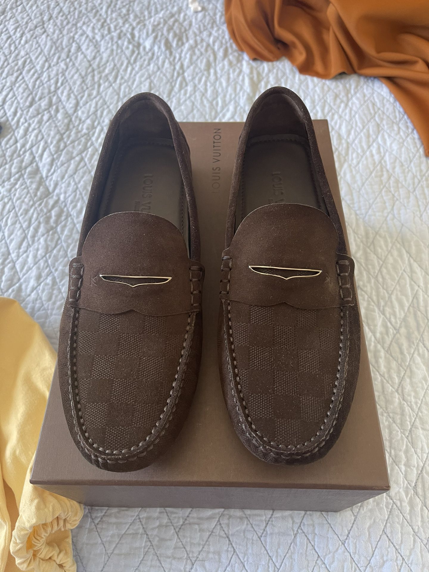 Men's Navy Louis Vuitton LV Leather Loafers Shoes Blue Checkered! Size 7.5!  Brand New Highest Quality!! for Sale in Las Vegas, NV - OfferUp