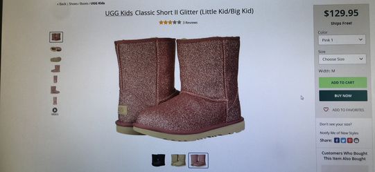 Ugg kids classic short II glitter boots size 9 and 10 toddler