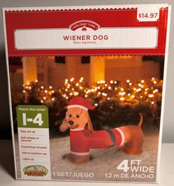 🎄🐾🎅 Holiday Time Self-Inflatable Santa Dachshund Airblown by Gemmy 🎅🐾🎄Read FULL Details Below 