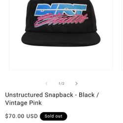 Unstructured Snapback - Black / Vintage Pink 