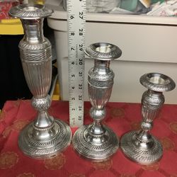 (3) Candles Holder Vintage, Silverware, Or Pewter, 