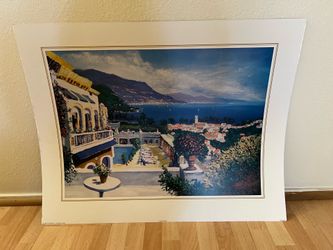 Large Italian Riviera Coastal Landscape Print – 22” x 28” – Unframed Wall Art