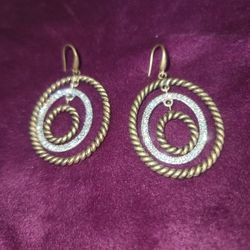 ELLEN TRACY GOLD TONE EARRINGS WITH CZ CRYSTALS 