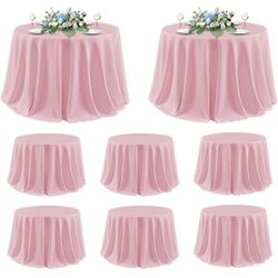 sancua Pink Round Tablecloth 120 Inch Fit 48-96 Inch Tables