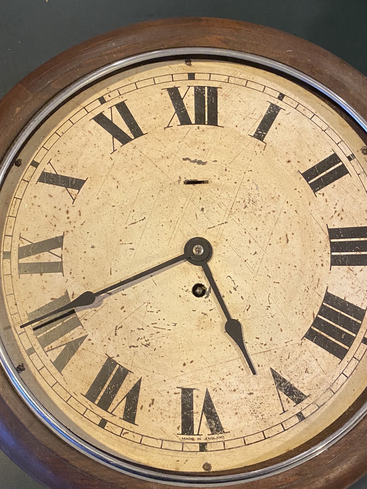 16” Round Wooden Antique Clock Glass Door