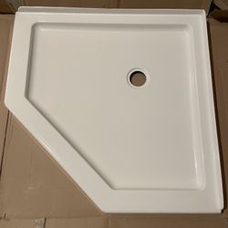 38 in. x 38 in. Neo-Angle Corner Shower Pan Base with Corner Drain in White 