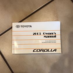 2003 Toyota Corolla Owners Manuel