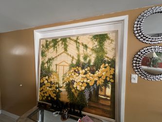 Sunlit Garden Greenhouse Floral Wall Art Large Framed Painting