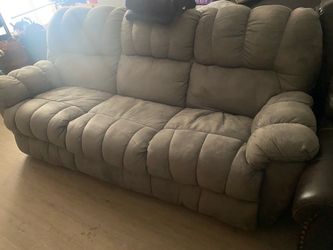 Gray Suede Reclining Sofa
