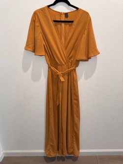 SHEIN Mustard Yellow Wrap Jumpsuit