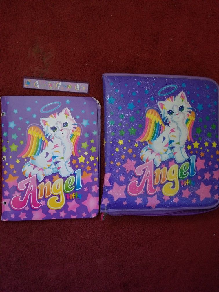 Vintage Lisa Frank Angel Kitty Binder (Read Description)