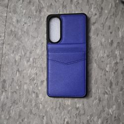 Blue Leather Phone Case with Card Slot