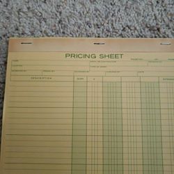 Pricing forms.