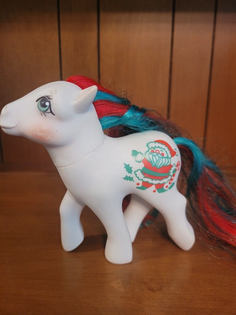 My Little Pony MERRY TREATS Vintage 1984 MLP White W/Santa Claus Design Hasbro