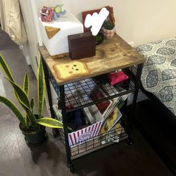 Small End Table / Side Table / Storage Shelf with Wheels