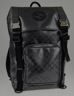 Gucci Silver GG Coated Canvas Interlocking G Supreme Backpack!