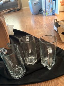 Set of 3 Crystal Glass Beer Mugs