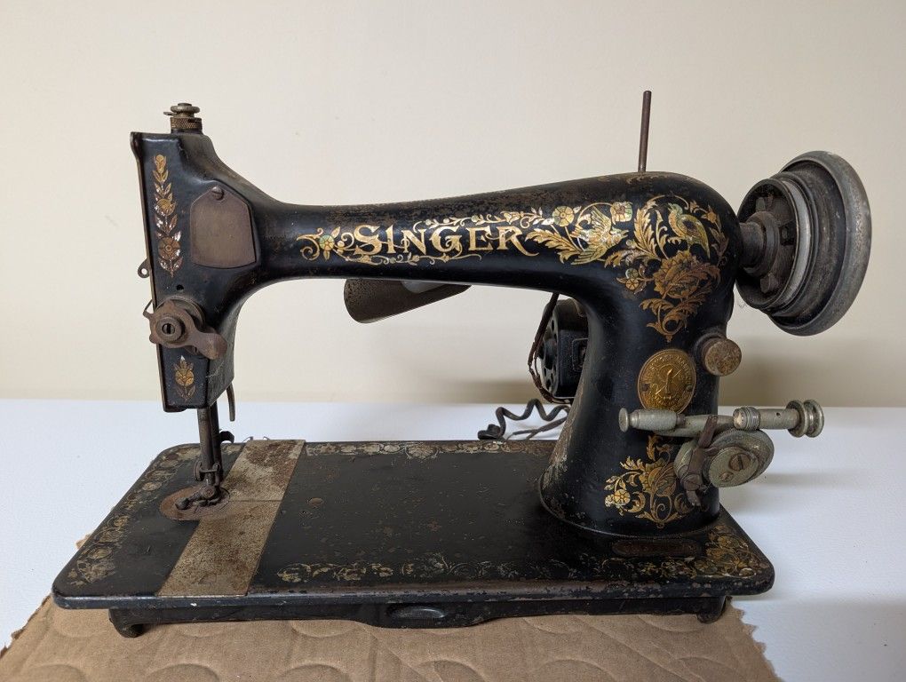 RARE Antique 1907 SINGER SEWING MACHINE HEAD MODEL 27 'PHEASANT' Decor Or Parts