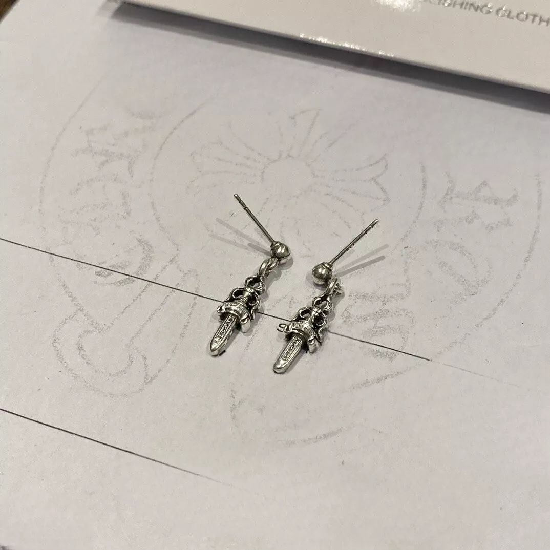 Chrome hearts sterling silver sword stud earrings 2pc