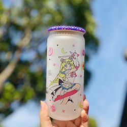 Sailormoon Frosted Or Clear Cup Bling Top Optional 