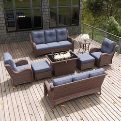 8 piece patio furniture set with fire pit