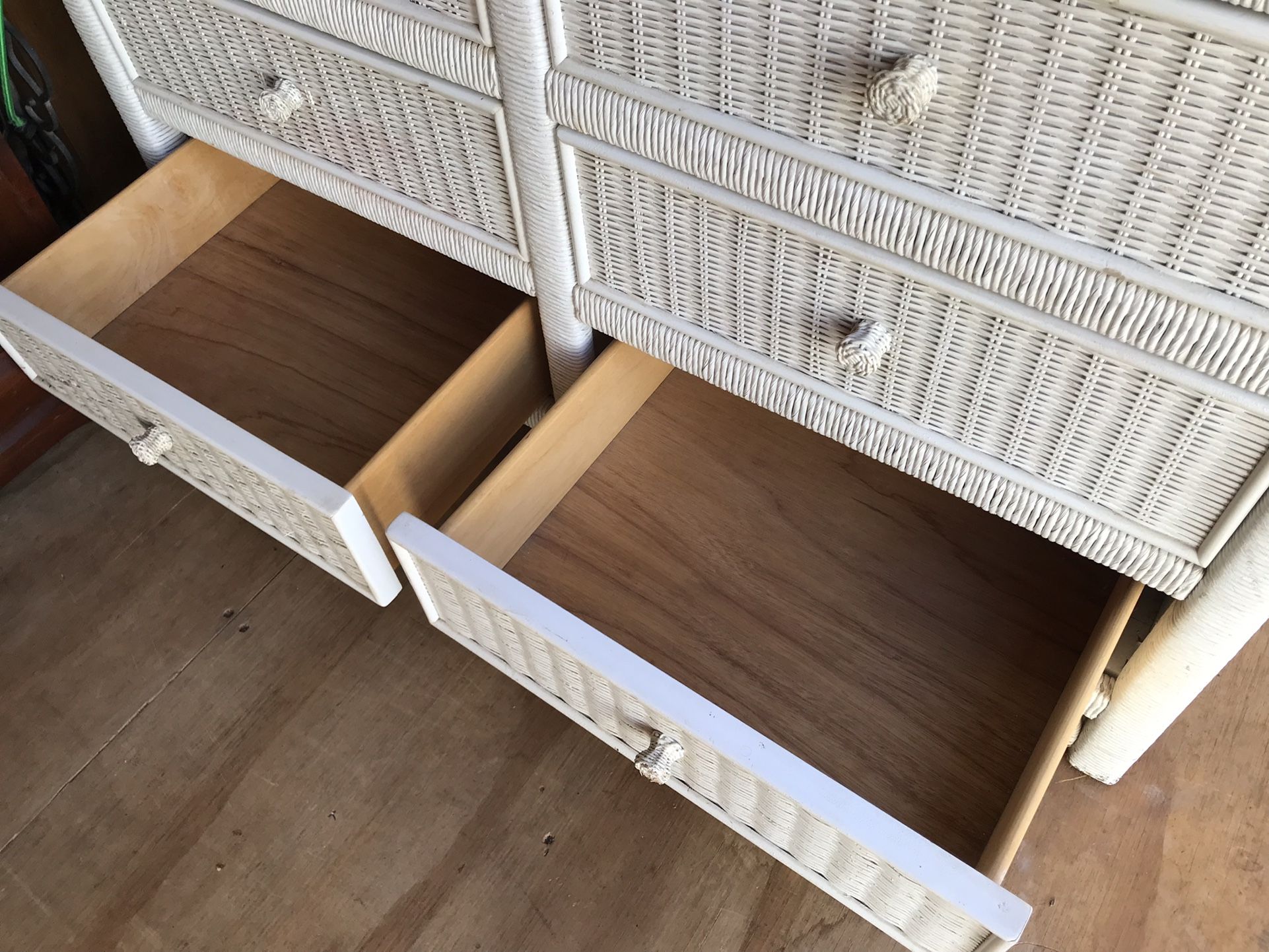 Vintage White Wicker Henry Link Lexington Double Dresser