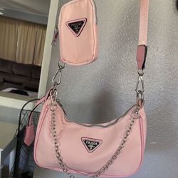Pink Nylon Crossbody Bag
