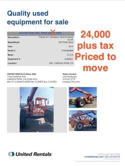 2015 FORKLIFT VARIABLE REACH 6000# 40-49'