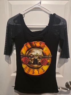 Guns N' Roses Black Mesh Sleeve Top