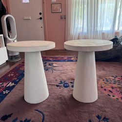 White plaster side end table crate and barrel Leanne Ford