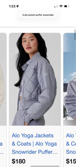 Alo snow ride puff jacket fog size small