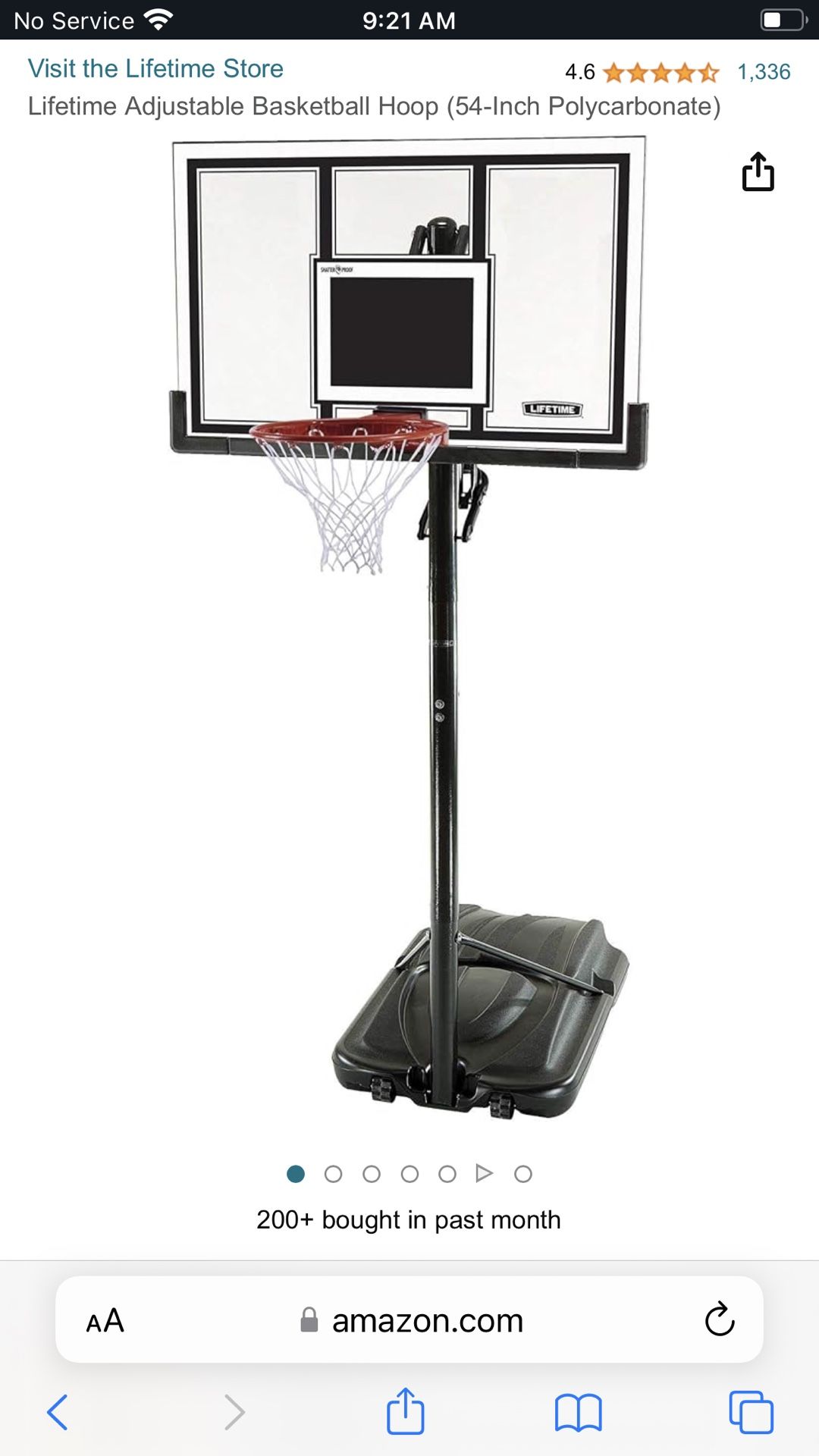 54" Shatterproof LIFETIME PORTABLE BASKETBALL HOOP 