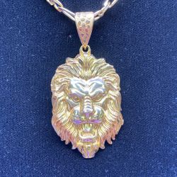 14k 16.6g Lion Head Gold Pendant 