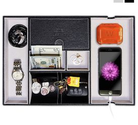 Leather Valet Organizer | Catchall Tray | Nightstand Tray