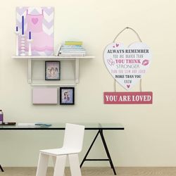 Positive Motivational Quotes for Baby Teen Girls Women, Heart Shaped Wall Hanging Wooden Home Dorm Office Room Art Decor for Bedroom, Office