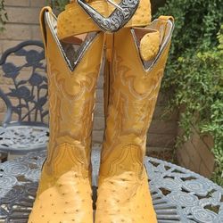 Mens Ostritch Botas Boots With Belt