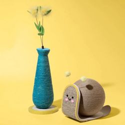 Oodles Blue Vase Durable Jute Cat Scratching Pad, O/S