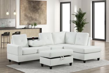 ⭐️NEW White PU Reversible Sectional