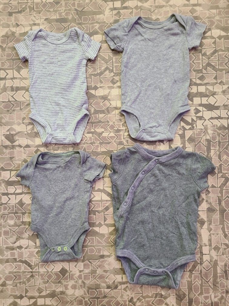 Neutral Grays Pack of 4 Carter's Size NB-3 Months Snap Button Bodysuits