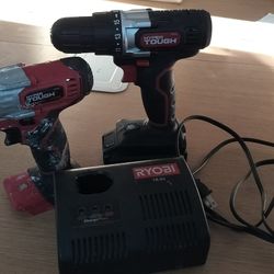 Hypertough Impact Gun And Drill With Ryobi Charger