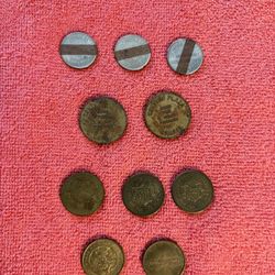 Lot of 10 Vintage Token Transportation Pizza Parking