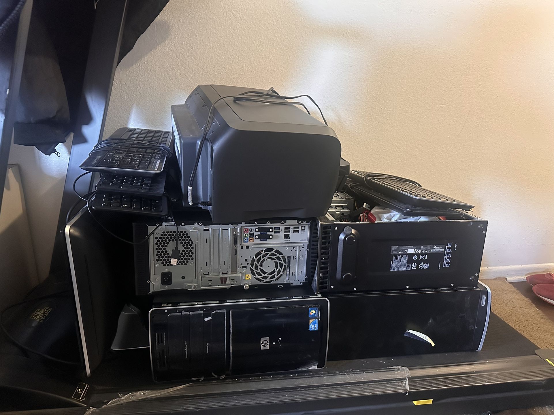 4 PCs, 1 Printer, 5 Keyboards, 2 Monitors , 2 Mouses ,Action Tec Dsl Modem, Cables