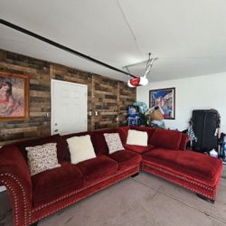 Red Velvet Sofa