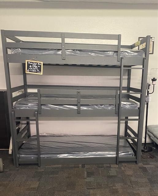 Gray Triple Bunk Bed Frame