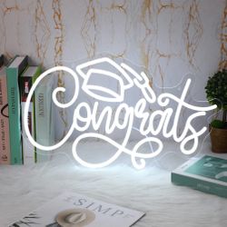 Fabbay Congrats Grad Neon Sign Light Up LED For 2025 Graduation Party Decoration Dimmable Grad Neon Light Congratulations For School Class Grad Wall D